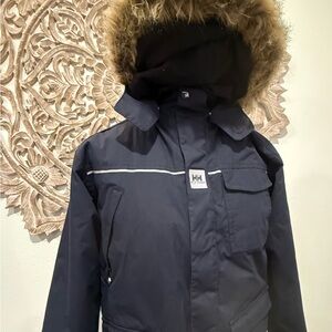 Helly Hansen Navy Jacket with Faux Fur Hood